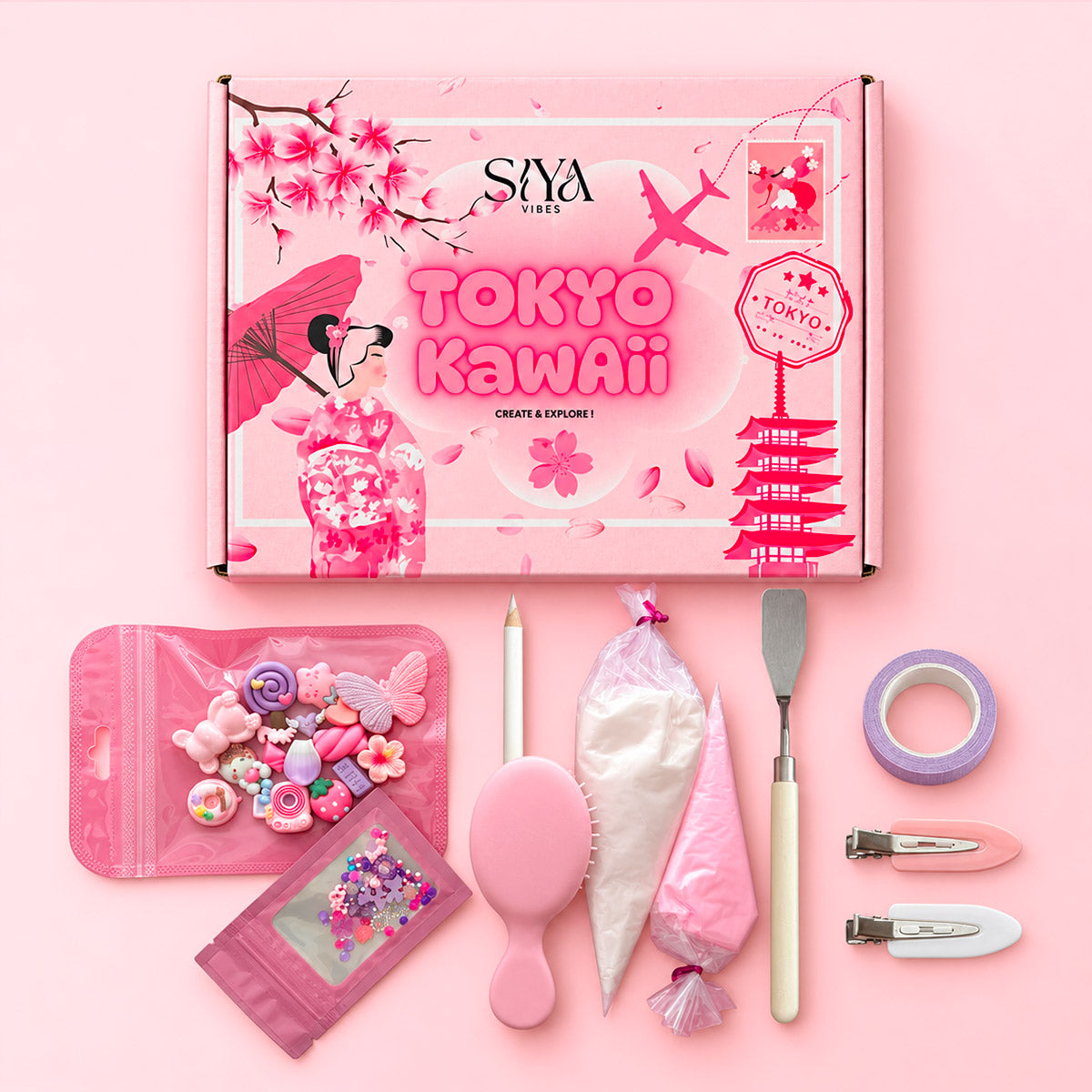 Tokyo Kawaii - Kit DIY Brosse & Pinces