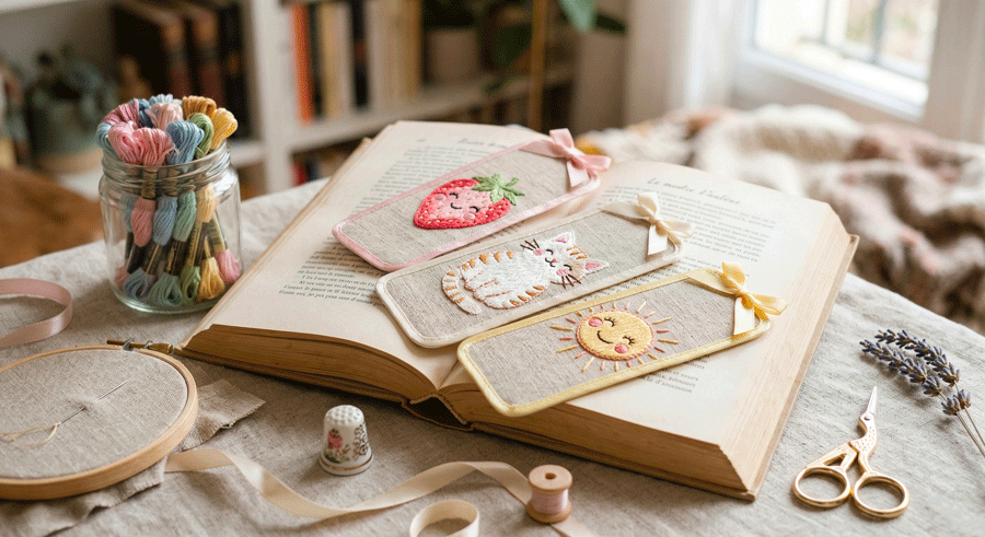 Marque-pages brodés Kawaii